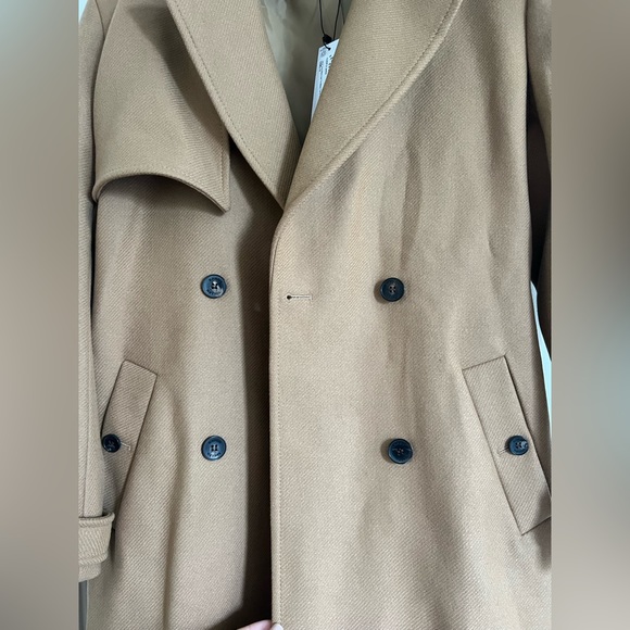 NWT Karen Millen Italian Manteco Wool Blend Self Tie Belted Trench Coat - Picture 10 of 13